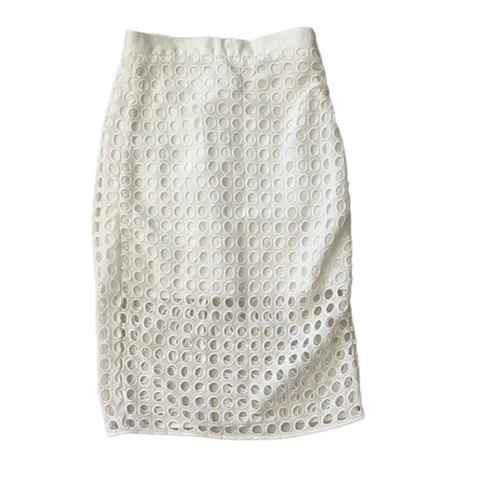 Banana Republic White Crochet Lace Overlay Pencil Skirt Size 2